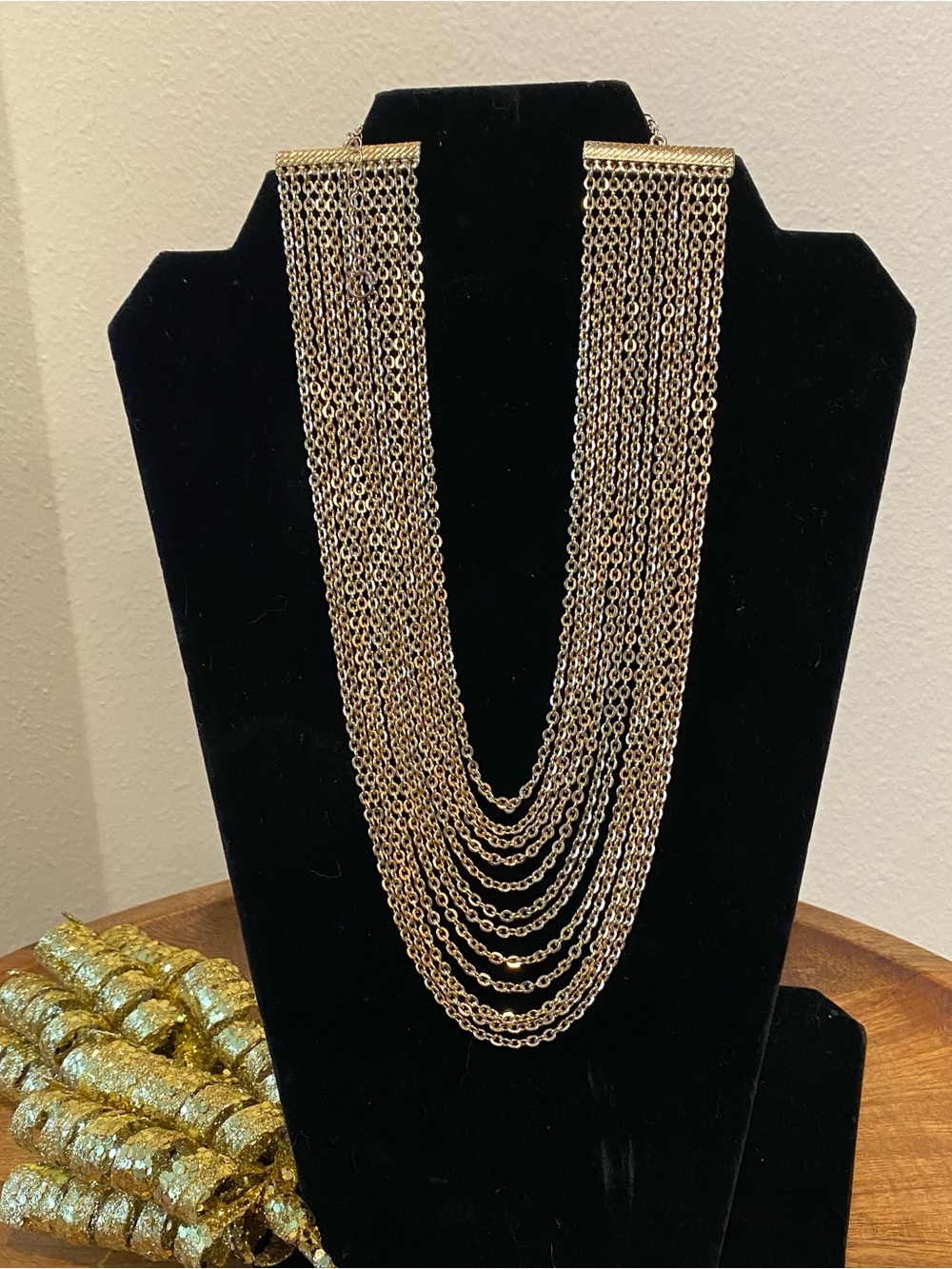 Layered Gold-Tone Multi Strand Necklace